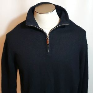 NORTHERN ISLES Black Cashmere Quarter 1/4 Zip Men's Large